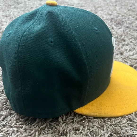 New Era A’s athletics Yellow/Green fitted hat size 7 1/4 - Picture 6 of 8
